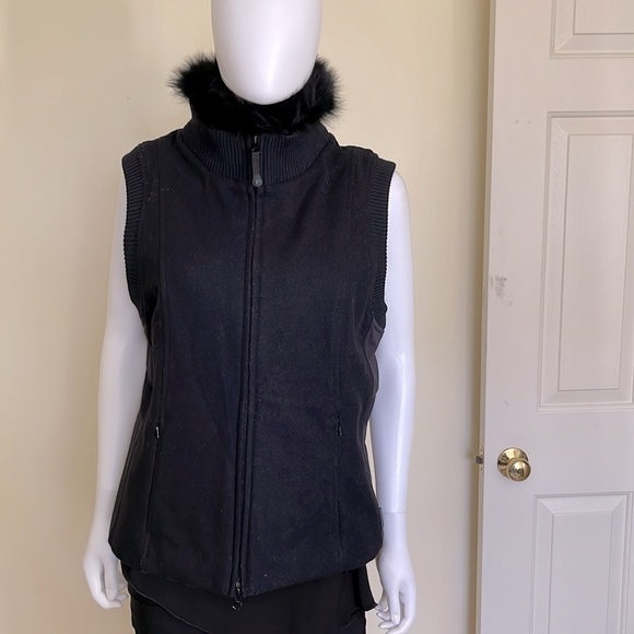 Pendleton Fox Collar Merino Wool Black Zip Front Vest. Size L. PM/A1651 - Picture 2 of 10